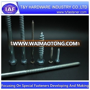 wood hex lag screw double thread lag screw